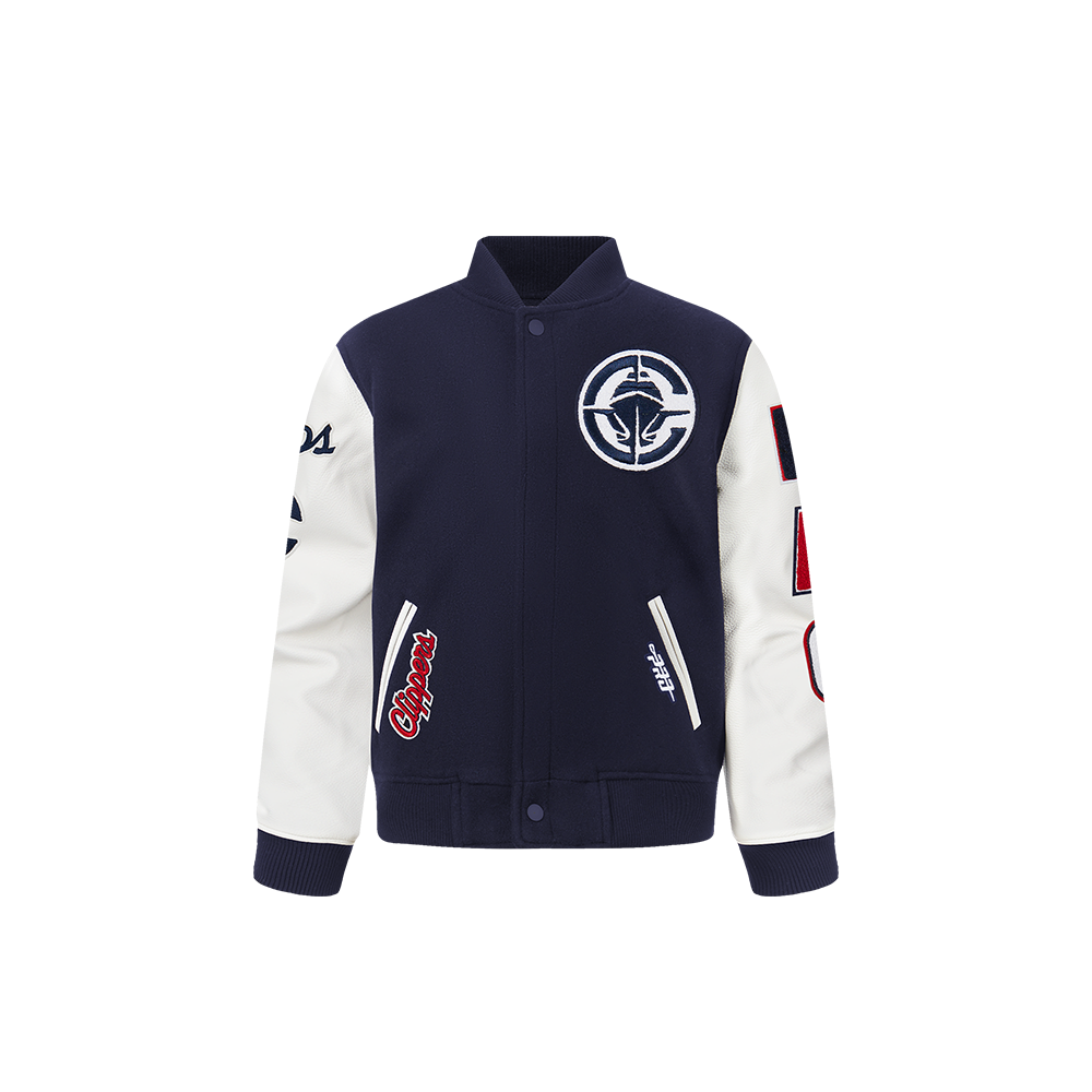 NBA LOS ANGELES CLIPPERS CLASSIC TODDLER BOY'S WOOL VARSITY JACKET (MIDNIGHT NAVY/WHITE)