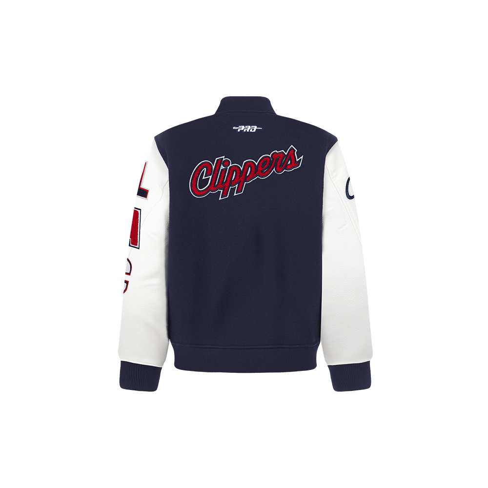 NBA LOS ANGELES CLIPPERS CLASSIC TODDLER BOY'S WOOL VARSITY JACKET (MIDNIGHT NAVY/WHITE)