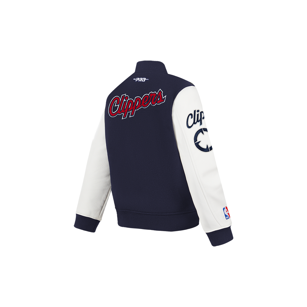 NBA LOS ANGELES CLIPPERS CLASSIC TODDLER BOY'S WOOL VARSITY JACKET (MIDNIGHT NAVY/WHITE)