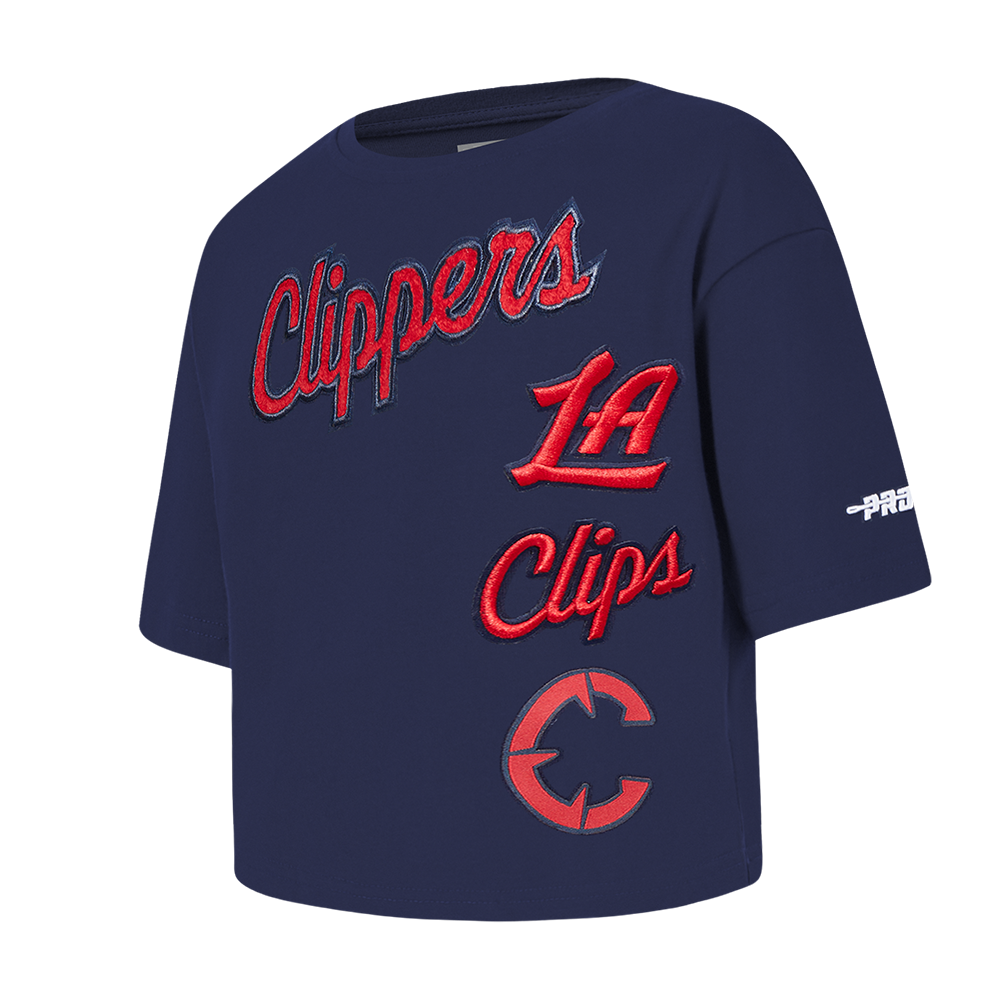 NBA LOS ANGELES CLIPPERS RETRO CLASSIC TODDLER GIRLS SHORT SLEEVE BOXY TEE (MIDNIGHT NAVY)