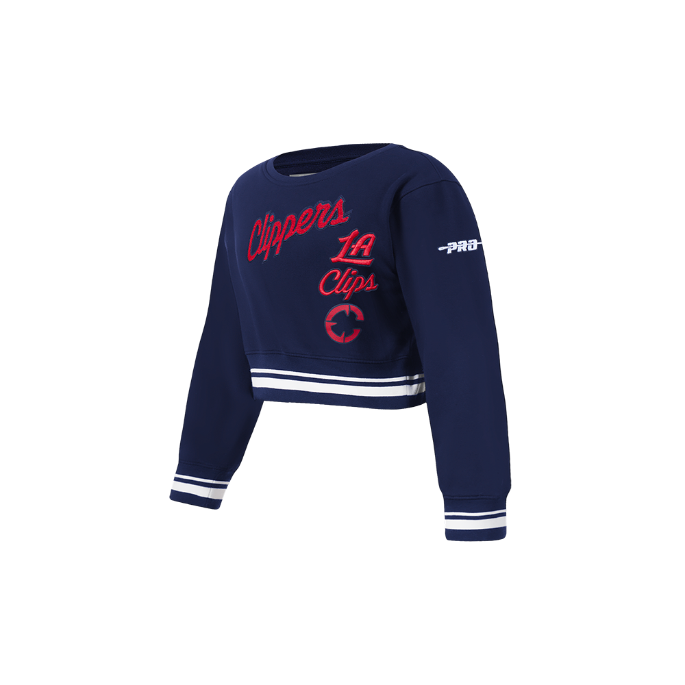 NBA LOS ANGELES CLIPPERS RETRO CLASSIC TODDLER GIRLS RIB FLEECE CREWNECK (MIDNIGHT NAVY)