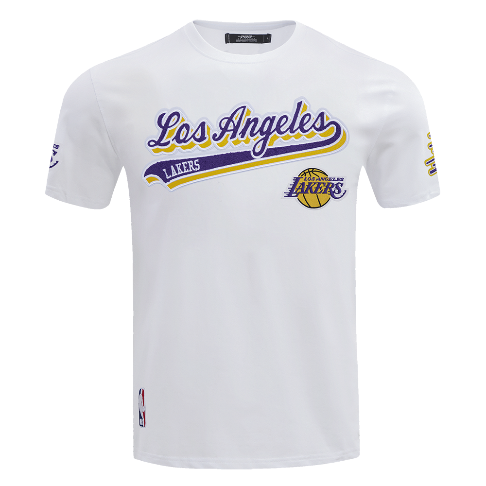 NBA LOS ANGELES LAKERS SCRIPT TAIL T-SHIRT POUR HOMME (BLANC)