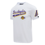 NBA LOS ANGELES LAKERS SCRIPT TAIL T-SHIRT POUR HOMME (BLANC)