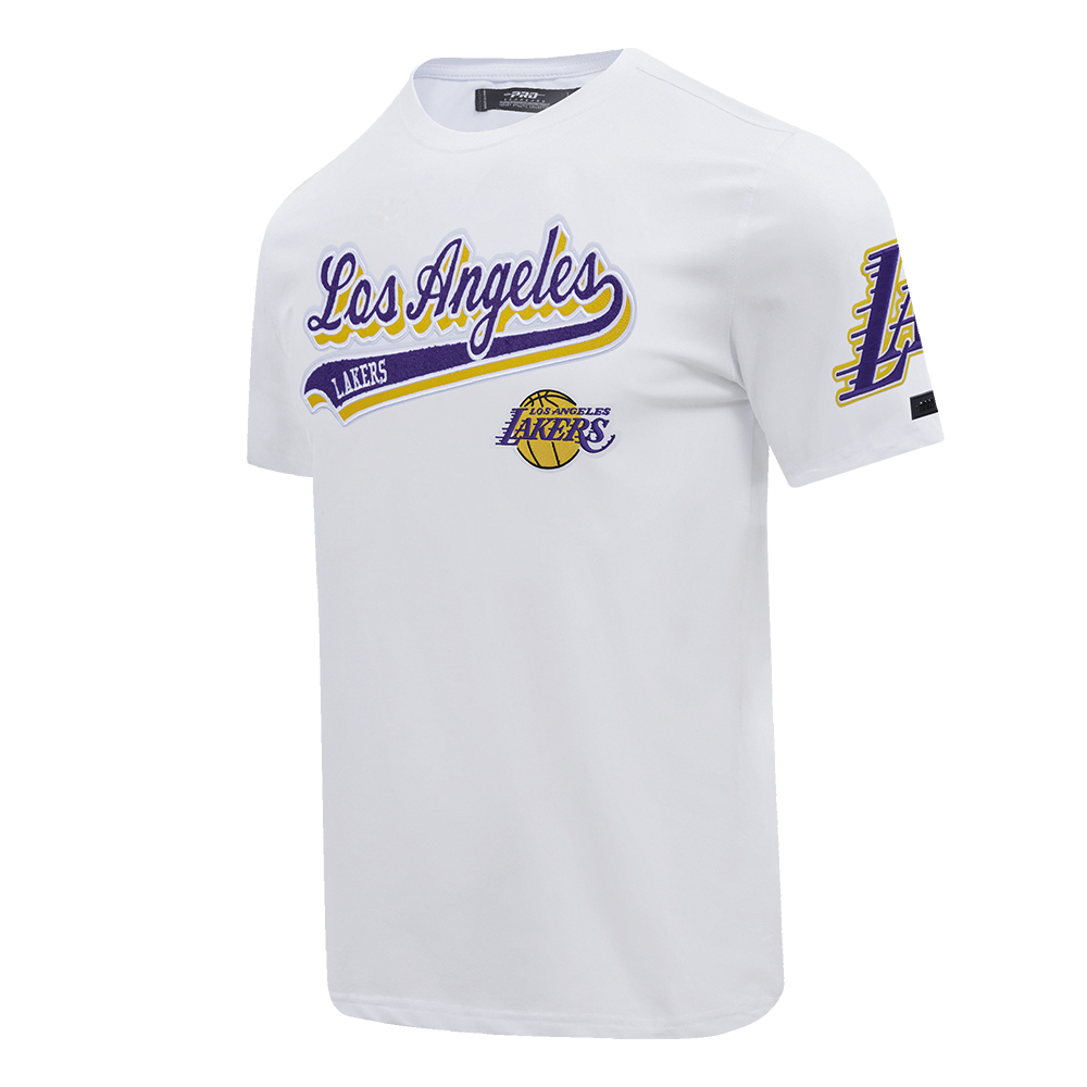 NBA LOS ANGELES LAKERS SCRIPT TAIL MEN'S   TEE (WHITE)