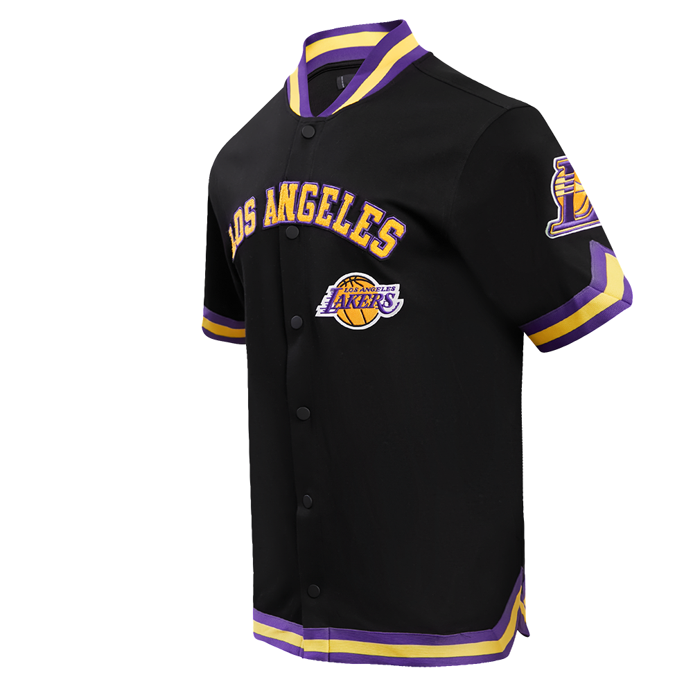 NBA LOS ANGELES LAKERS CLASSIC MEN'S PRO SS DOUBLE KNIT JACKET  (BLACK/PURPLE)