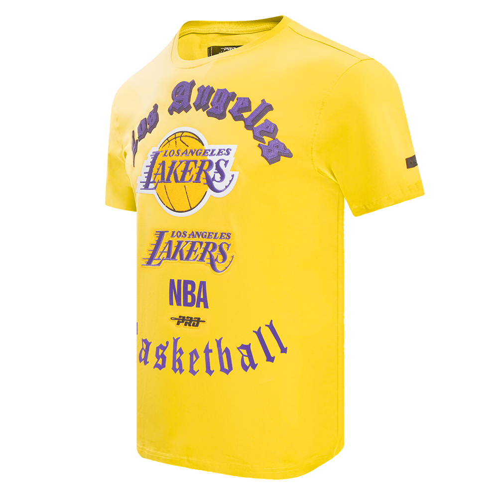 NBA LOS ANGELES LAKERS OLD ENGLISH MEN'S TEE (YELLOW)