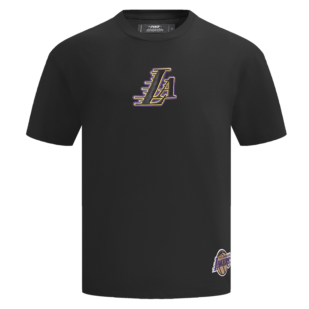 NBA LOS ANGELES LAKERS WINGSPAN MEN'S COTTON JERSEY DROP SHOULDER TEE (BLACK)