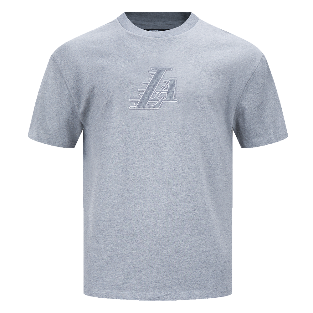 NBA LOS ANGELES LAKERS REVERSE FRENCH TERRY MEN'S CJ DROP SHOULDER TEE (DARK HEATHER GRAY)