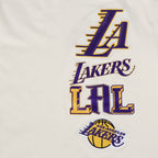 NBA LOS ANGELES LAKERS RETRO CASCADE T-SHIRT À BORDURES CONTRASTANTES POUR HOMME (COQUILLE D'ŒUF/VIOLET)