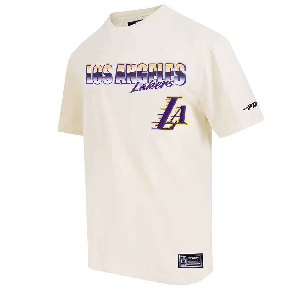 NBA LOS ANGELES LAKERS CHROME MEN'S COTTON JERSEY DROP SHOULDER TEE (EGGSHELL)