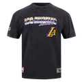 NBA LOS ANGELES LAKERS T-SHIRT CHROME EN JERSEY DE COTON À ÉPAULES TOMBANTES POUR HOMME (NOIR DÉLAVÉ)