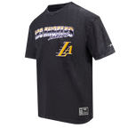 NBA LOS ANGELES LAKERS T-SHIRT CHROME EN JERSEY DE COTON À ÉPAULES TOMBANTES POUR HOMME (NOIR DÉLAVÉ)