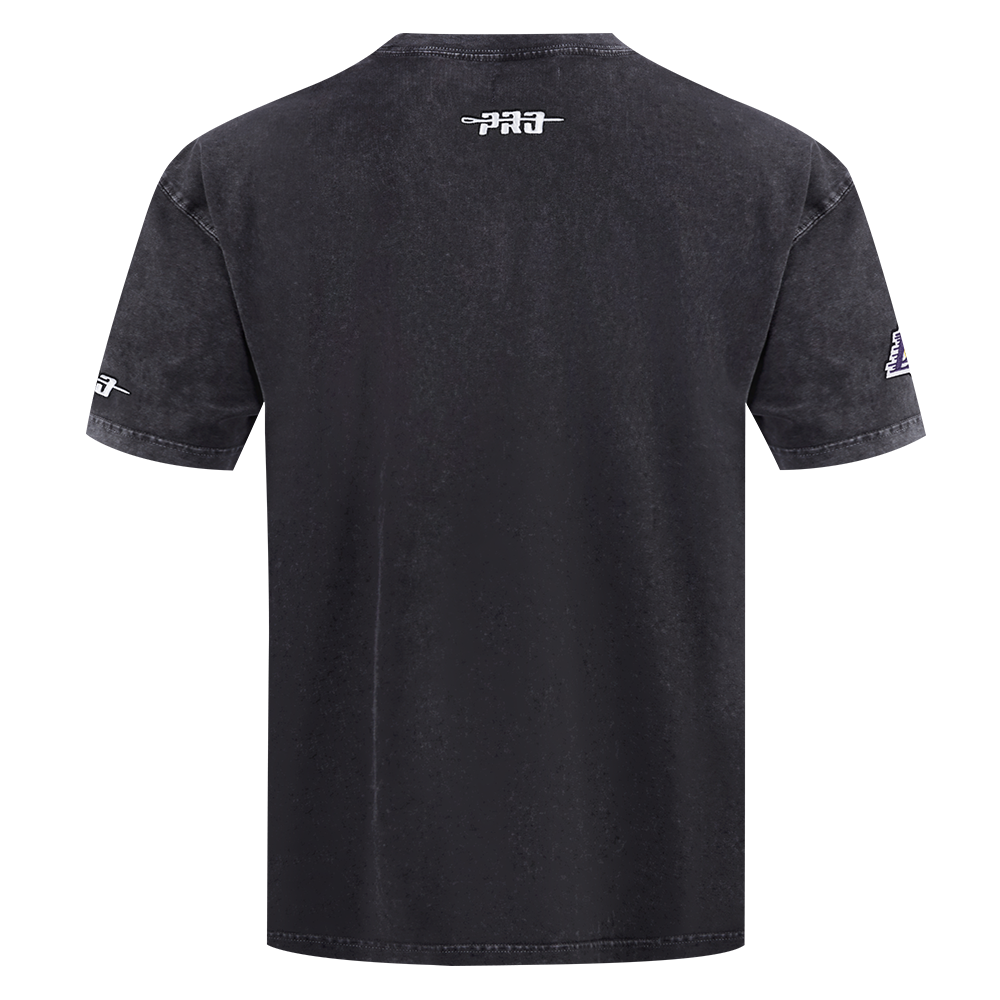 NBA LOS ANGELES LAKERS T-SHIRT CHROME EN JERSEY DE COTON À ÉPAULES TOMBANTES POUR HOMME (NOIR DÉLAVÉ)