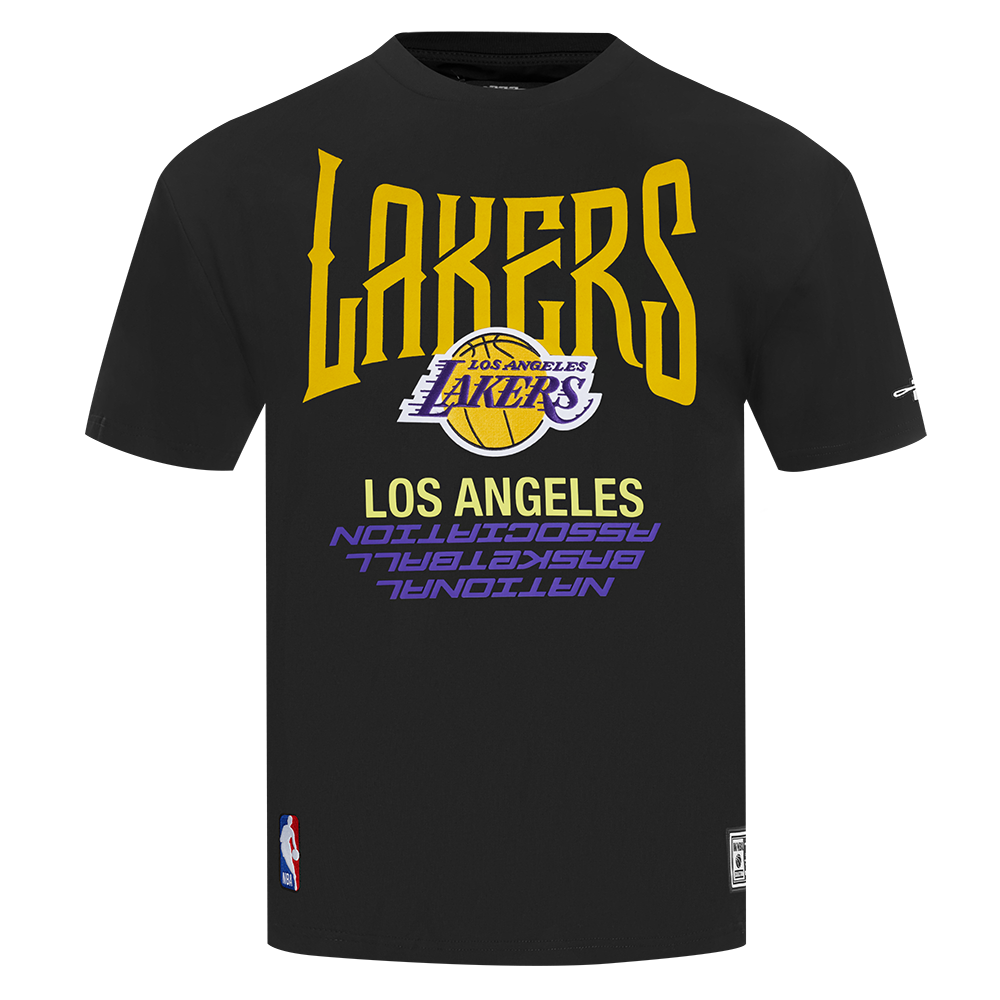 NBA LOS ANGELES LAKERS CITY TOUR 2.0 MEN'S COTTON JERSEY DROP SHOULDER TEE (BLACK)