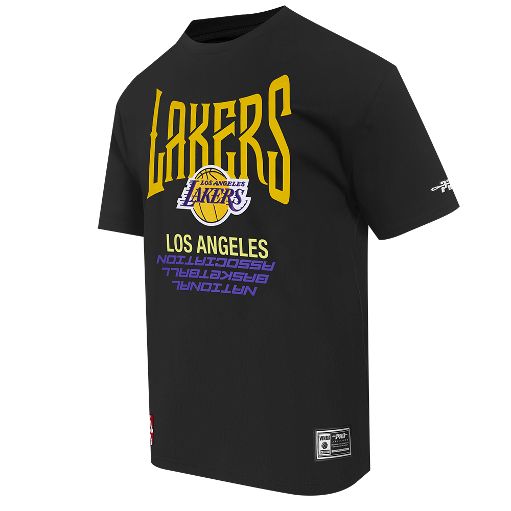 NBA LOS ANGELES LAKERS CITY TOUR 2.0 MEN'S COTTON JERSEY DROP SHOULDER TEE (BLACK)