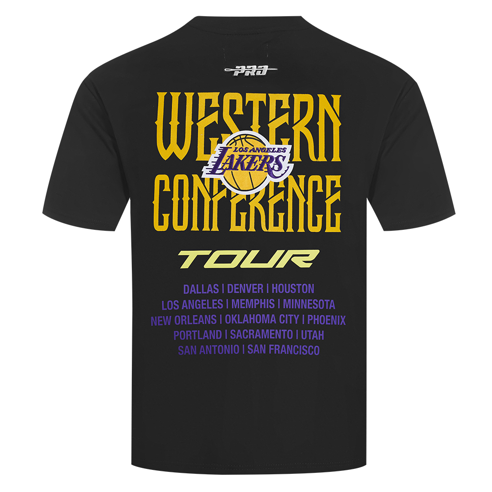 NBA LOS ANGELES LAKERS CITY TOUR 2.0 MEN'S COTTON JERSEY DROP SHOULDER TEE (BLACK)