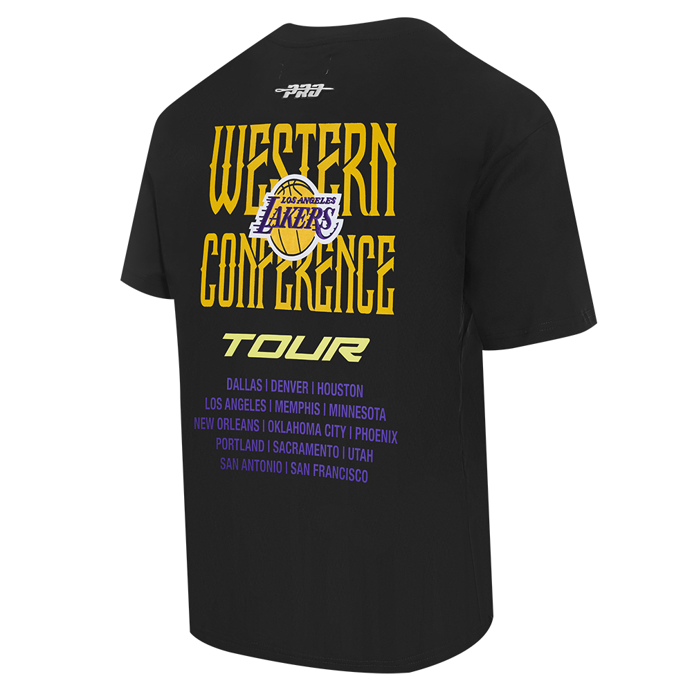 NBA LOS ANGELES LAKERS CITY TOUR 2.0 MEN'S COTTON JERSEY DROP SHOULDER TEE (BLACK)