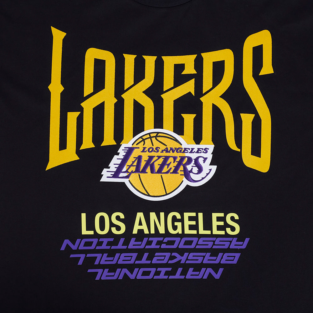 NBA LOS ANGELES LAKERS CITY TOUR 2.0 MEN'S COTTON JERSEY DROP SHOULDER TEE (BLACK)