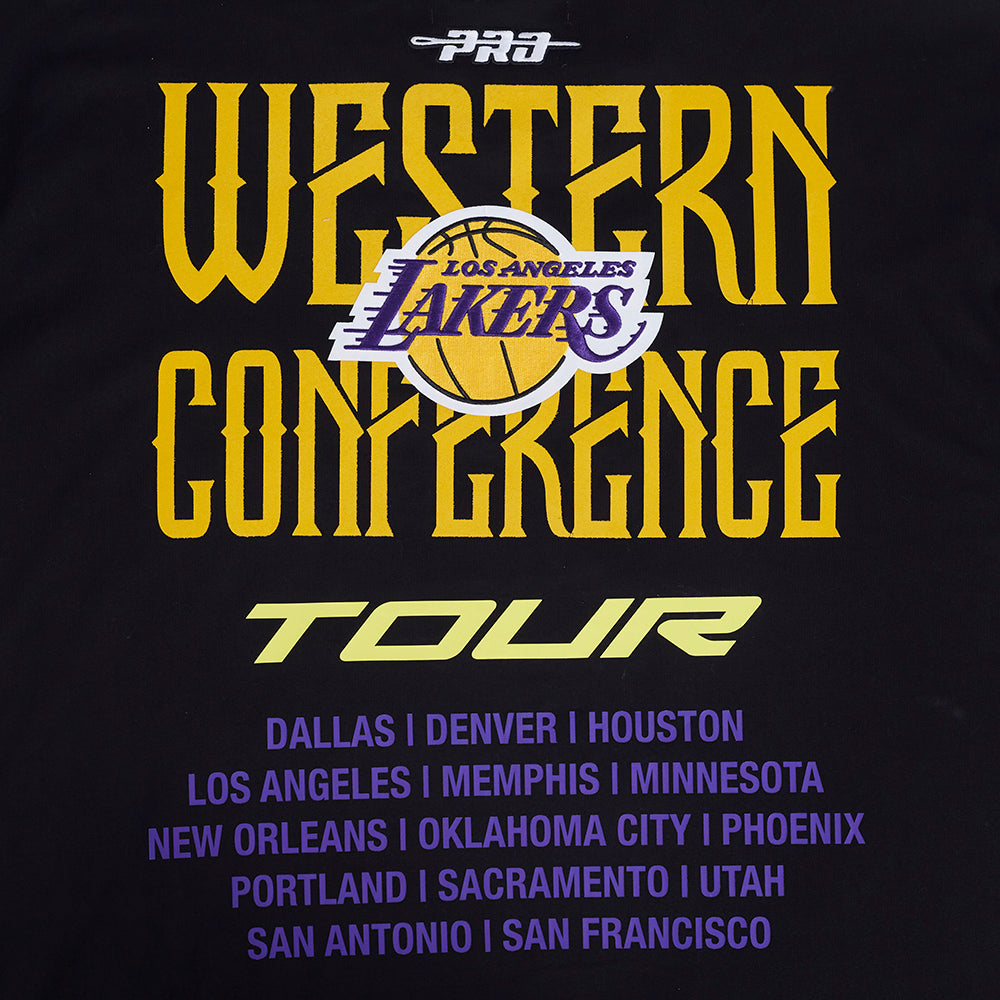 NBA LOS ANGELES LAKERS CITY TOUR 2.0 MEN'S COTTON JERSEY DROP SHOULDER TEE (BLACK)
