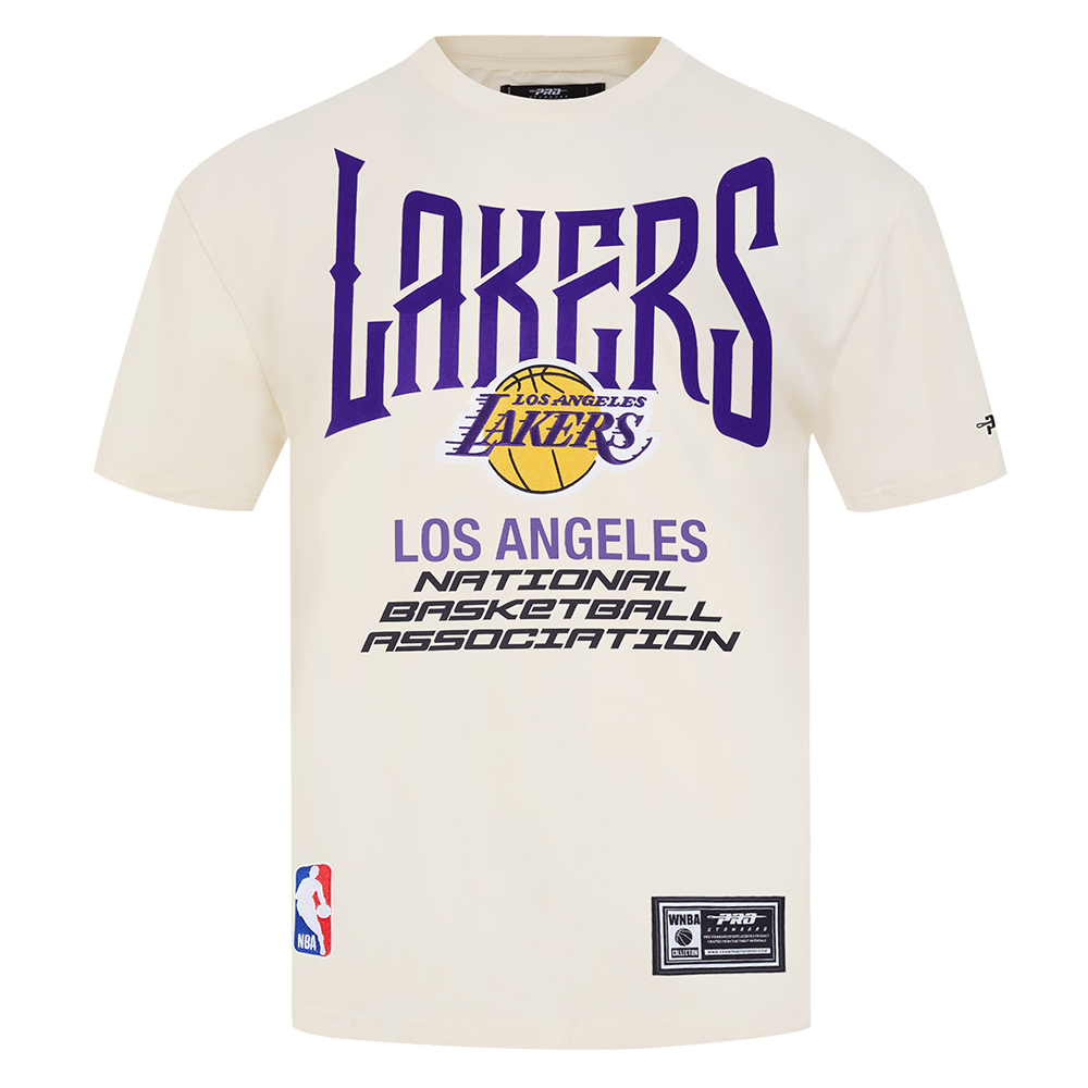 NBA LOS ANGELES LAKERS CITY TOUR 2.0 MEN'S COTTON JERSEY DROP SHOULDER TEE (EGGSHELL)