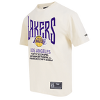 NBA LOS ANGELES LAKERS CITY TOUR 2.0 MEN'S COTTON JERSEY DROP SHOULDER TEE (EGGSHELL)
