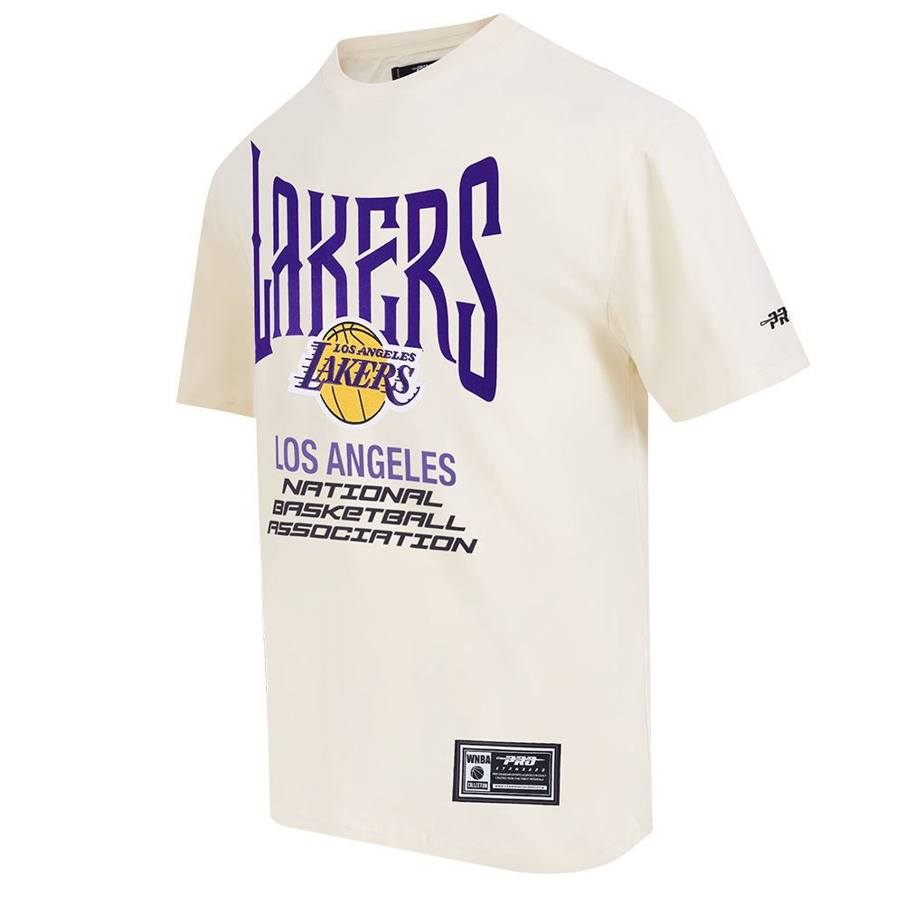 NBA LOS ANGELES LAKERS CITY TOUR 2.0 MEN'S COTTON JERSEY DROP SHOULDER TEE (EGGSHELL)