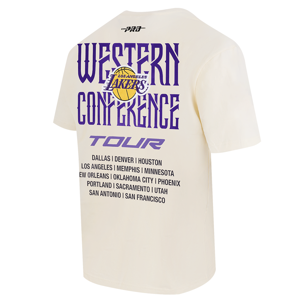 NBA LOS ANGELES LAKERS CITY TOUR 2.0 MEN'S COTTON JERSEY DROP SHOULDER TEE (EGGSHELL)