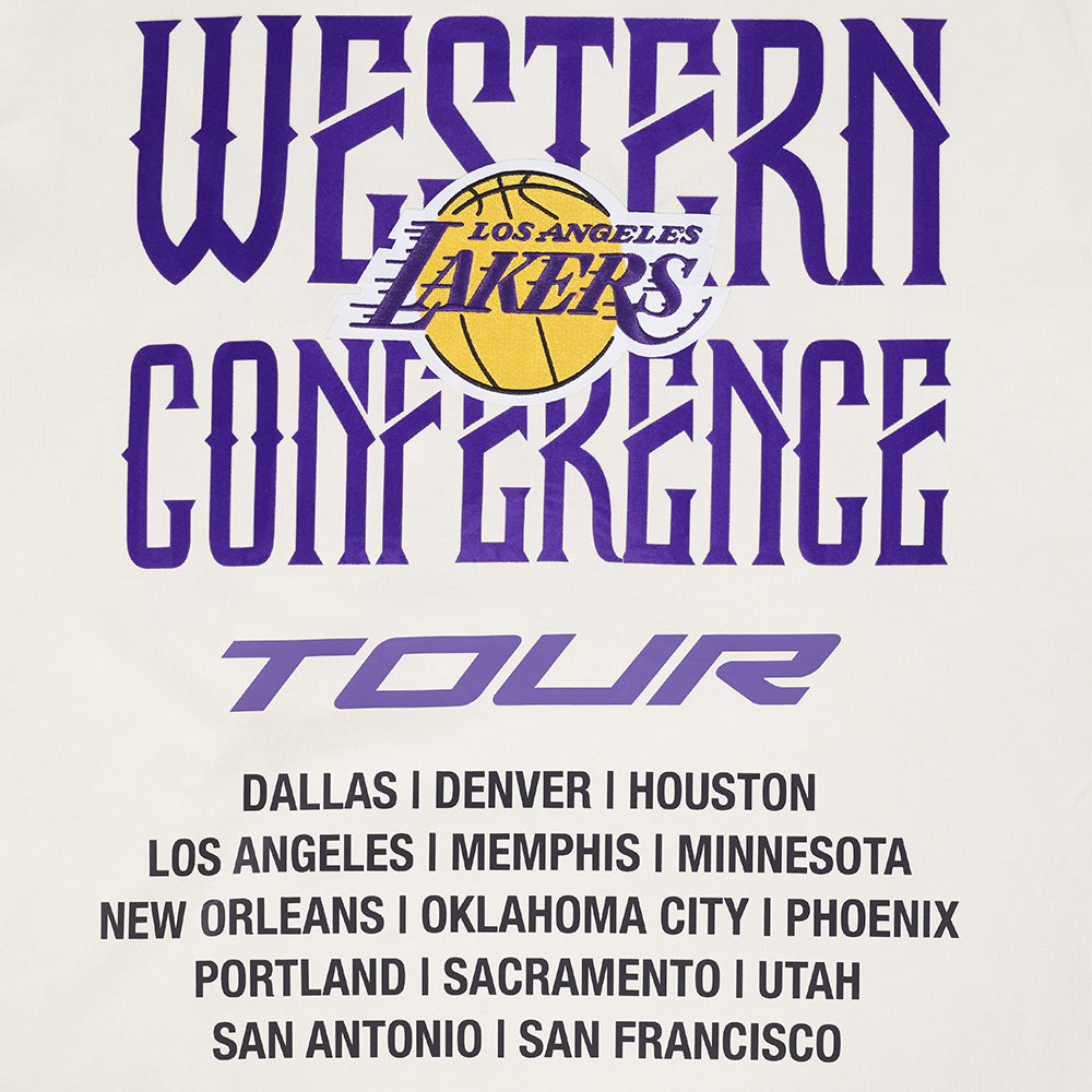 NBA LOS ANGELES LAKERS CITY TOUR 2.0 MEN'S COTTON JERSEY DROP SHOULDER TEE (EGGSHELL)