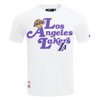 NBA LOS ANGELES LAKERS SOUVENIR T-SHIRT EN JERSEY SIMPLE POUR HOMME (BLANC)