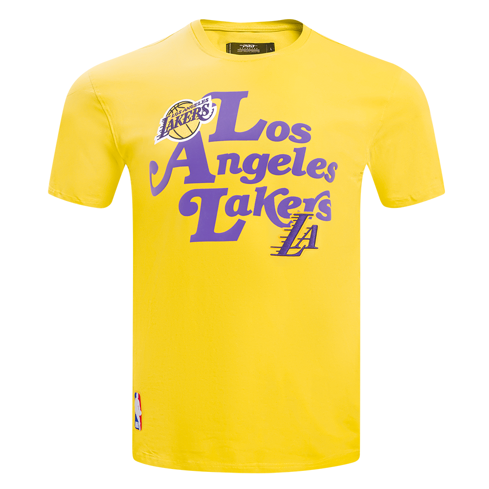 NBA LOS ANGELES LAKERS SOUVENIR T-SHIRT EN JERSEY SIMPLE POUR HOMME (JAUNE)