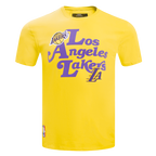 NBA LOS ANGELES LAKERS SOUVENIR T-SHIRT EN JERSEY SIMPLE POUR HOMME (JAUNE)