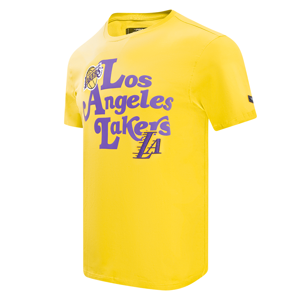 NBA LOS ANGELES LAKERS SOUVENIR T-SHIRT EN JERSEY SIMPLE POUR HOMME (JAUNE)