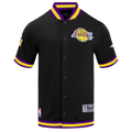 NBA LOS ANGELES LAKERS SOUVENIR BLOUSON PRO EN MAILLE DOUBLE À MANCHES COURTES POUR HOMME (NOIR/VIOLET)