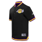 NBA LOS ANGELES LAKERS SOUVENIR BLOUSON PRO EN MAILLE DOUBLE À MANCHES COURTES POUR HOMME (NOIR/VIOLET)