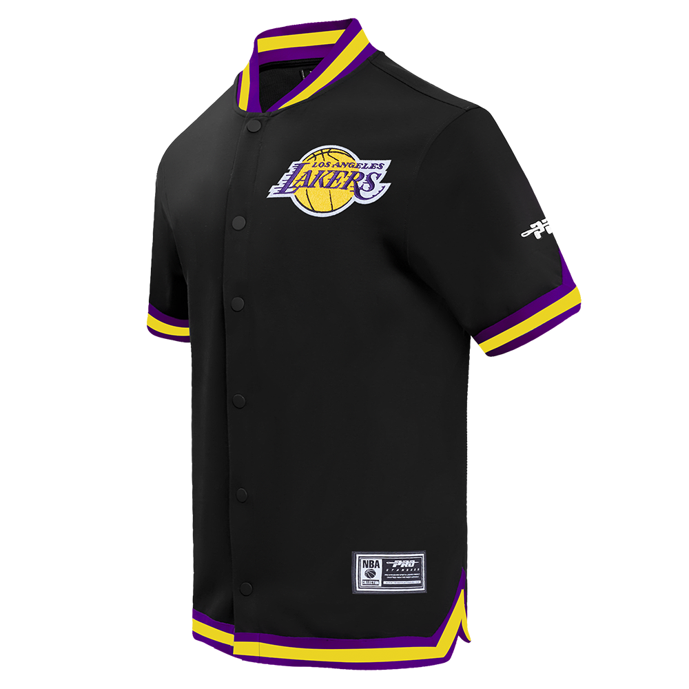 NBA LOS ANGELES LAKERS SOUVENIR BLOUSON PRO EN MAILLE DOUBLE À MANCHES COURTES POUR HOMME (NOIR/VIOLET)