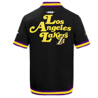 NBA LOS ANGELES LAKERS SOUVENIR BLOUSON PRO EN MAILLE DOUBLE À MANCHES COURTES POUR HOMME (NOIR/VIOLET)