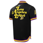 NBA LOS ANGELES LAKERS SOUVENIR BLOUSON PRO EN MAILLE DOUBLE À MANCHES COURTES POUR HOMME (NOIR/VIOLET)
