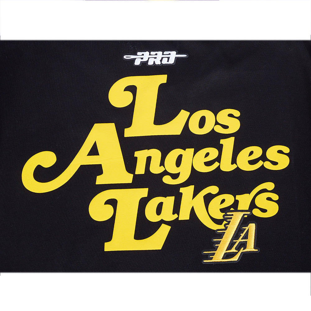 NBA LOS ANGELES LAKERS SOUVENIR BLOUSON PRO EN MAILLE DOUBLE À MANCHES COURTES POUR HOMME (NOIR/VIOLET)