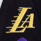 NBA LOS ANGELES LAKERS SOUVENIR BLOUSON PRO EN MAILLE DOUBLE À MANCHES COURTES POUR HOMME (NOIR/VIOLET)