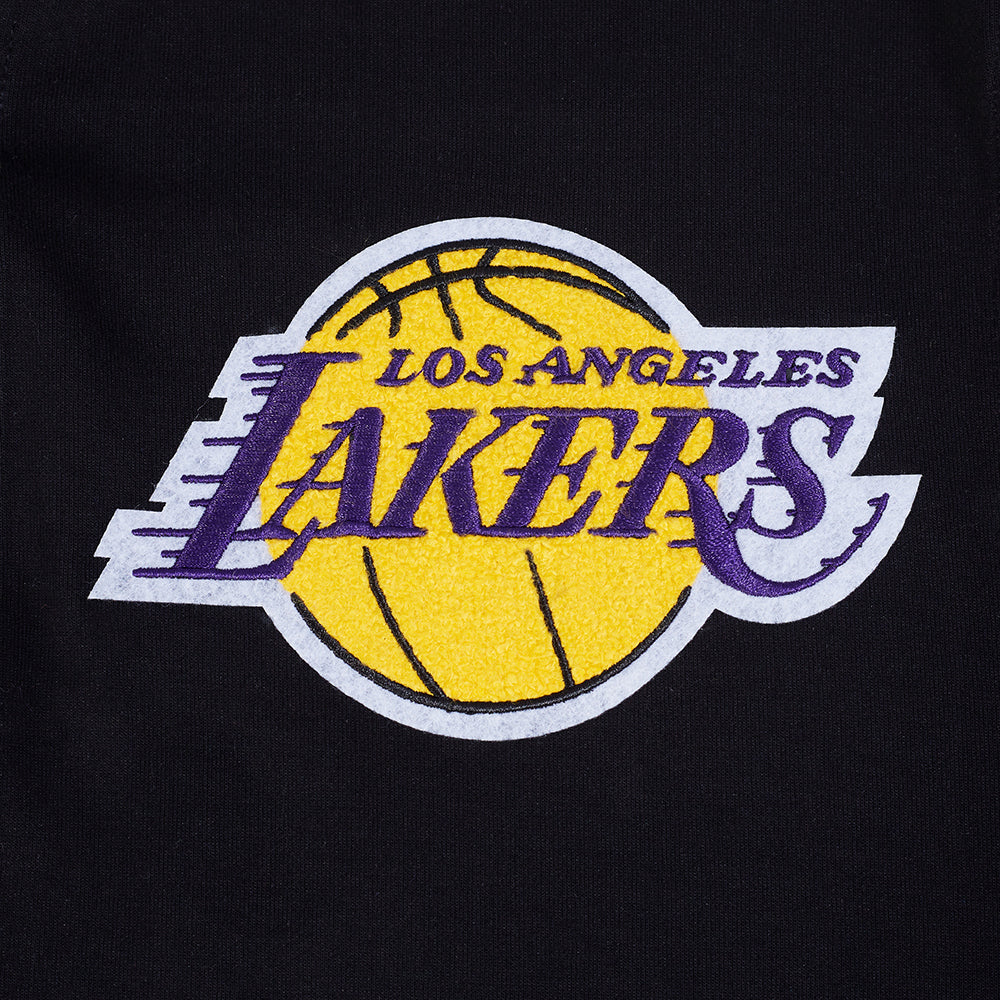 NBA LOS ANGELES LAKERS SOUVENIR BLOUSON PRO EN MAILLE DOUBLE À MANCHES COURTES POUR HOMME (NOIR/VIOLET)