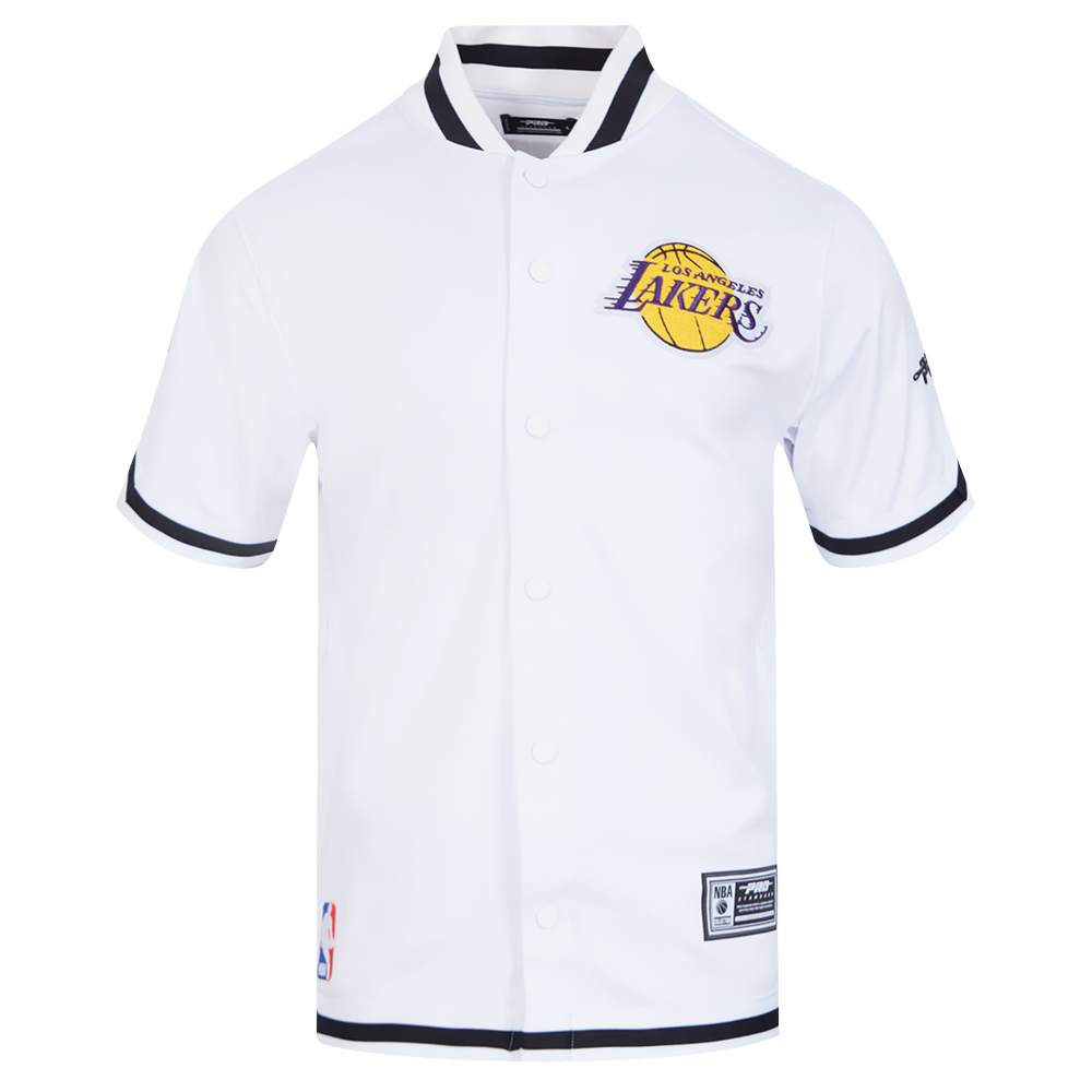 NBA LOS ANGELES LAKERS SOUVENIR MEN'S PRO SS DOUBLE KNIT JACKET  (WHITE/BLACK)