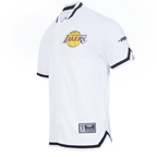 NBA LOS ANGELES LAKERS SOUVENIR MEN'S PRO SS DOUBLE KNIT JACKET  (WHITE/BLACK)