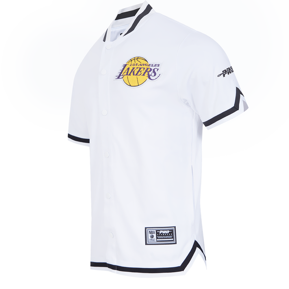 NBA LOS ANGELES LAKERS SOUVENIR MEN'S PRO SS DOUBLE KNIT JACKET  (WHITE/BLACK)