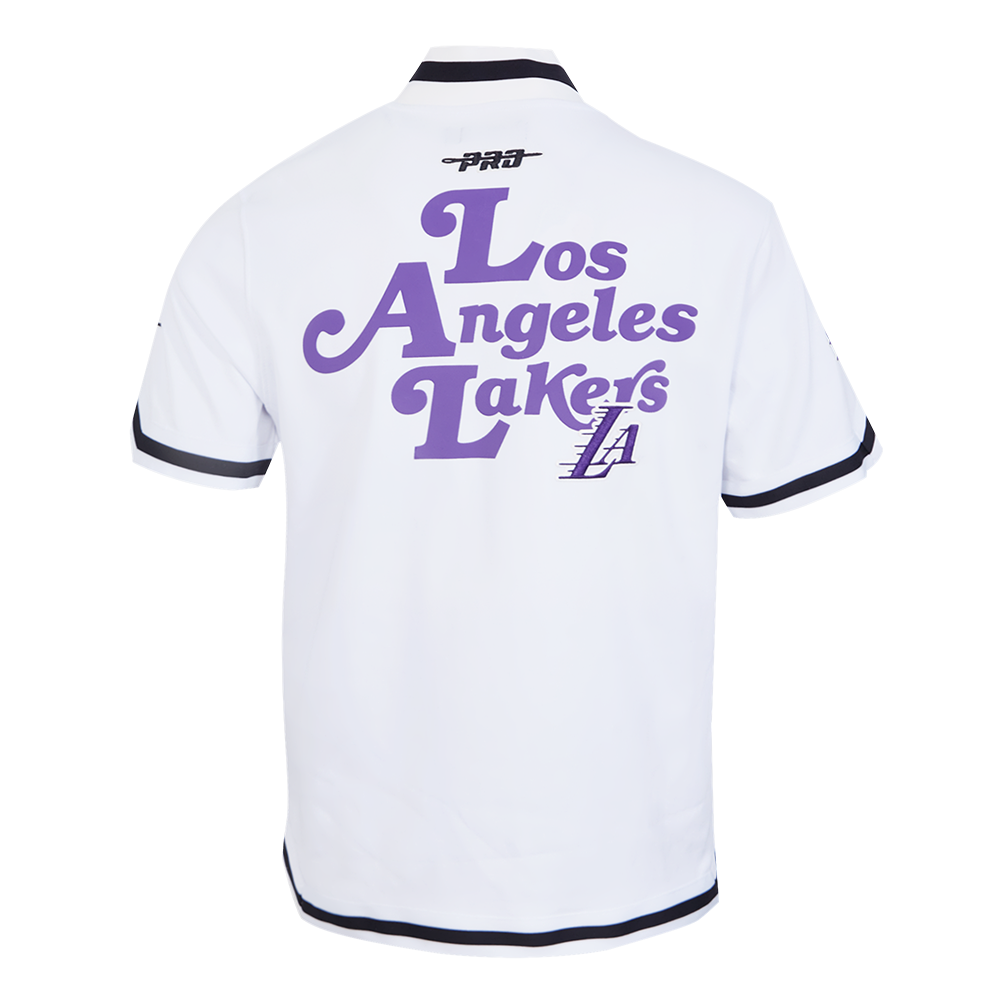 NBA LOS ANGELES LAKERS SOUVENIR MEN'S PRO SS DOUBLE KNIT JACKET  (WHITE/BLACK)