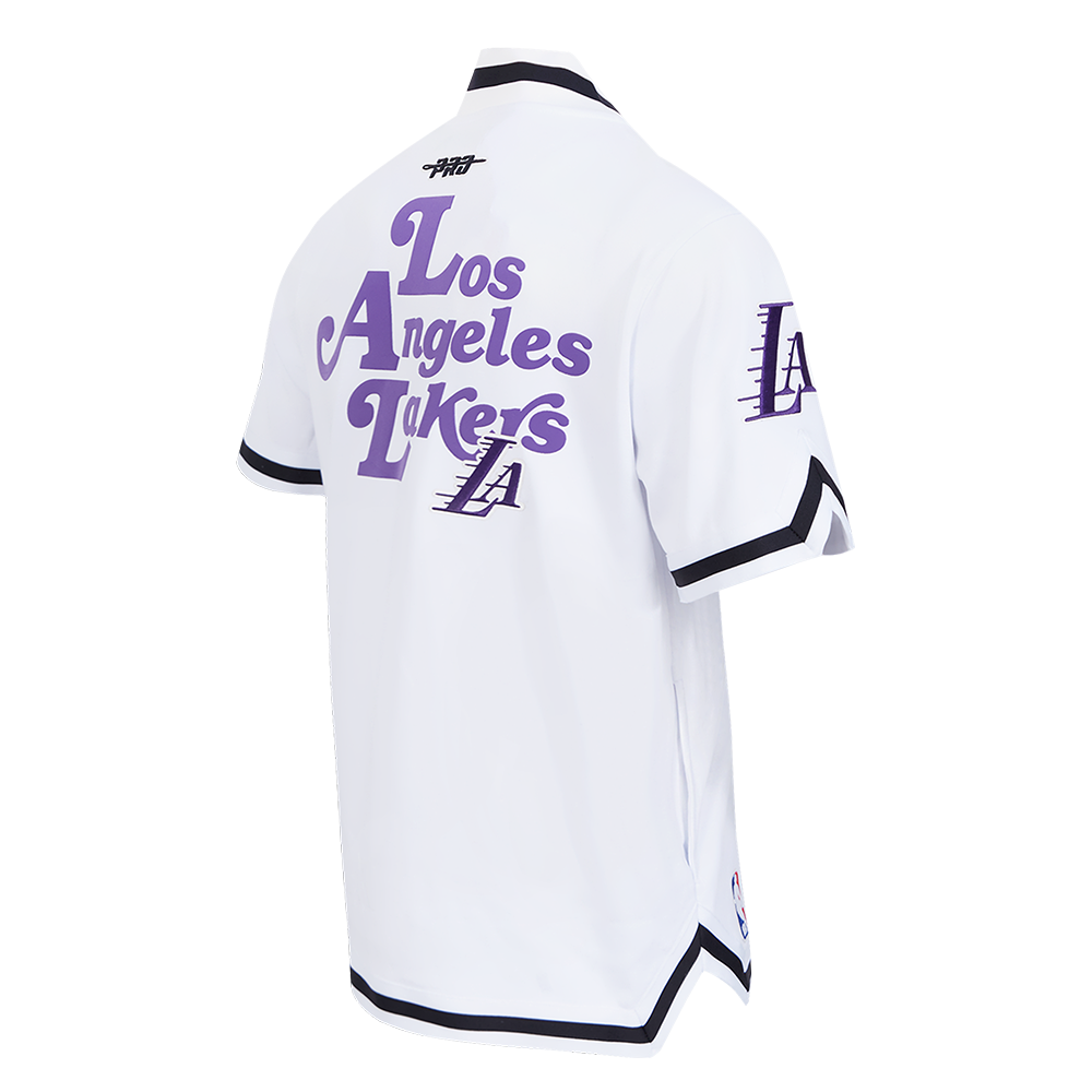 NBA LOS ANGELES LAKERS SOUVENIR MEN'S PRO SS DOUBLE KNIT JACKET  (WHITE/BLACK)