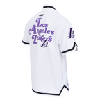 NBA LOS ANGELES LAKERS SOUVENIR MEN'S PRO SS DOUBLE KNIT JACKET  (WHITE/BLACK)