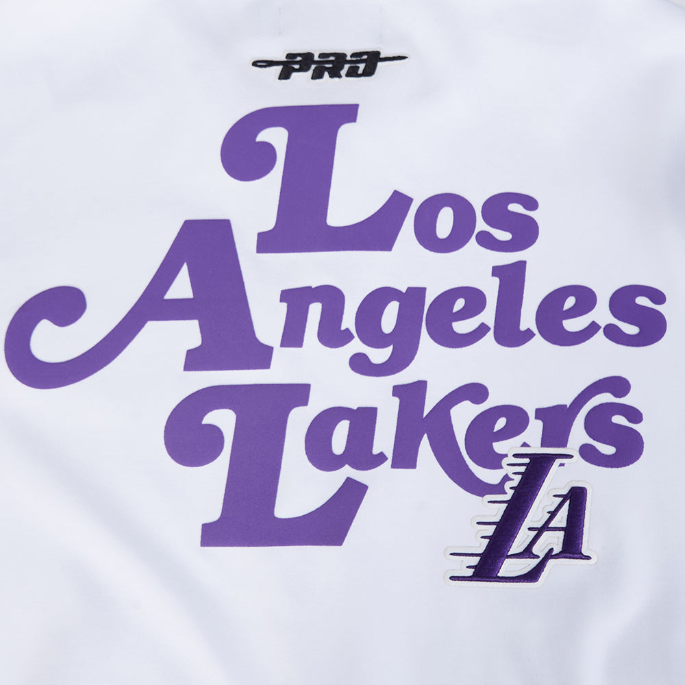 NBA LOS ANGELES LAKERS SOUVENIR MEN'S PRO SS DOUBLE KNIT JACKET  (WHITE/BLACK)