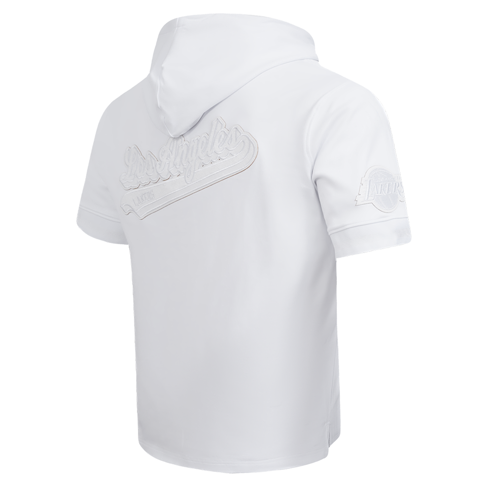 NBA LOS ANGELES LAKERS WHITE OUT MEN'S SHORT SLEEVE PULLOVER HOODIE (WHITE)