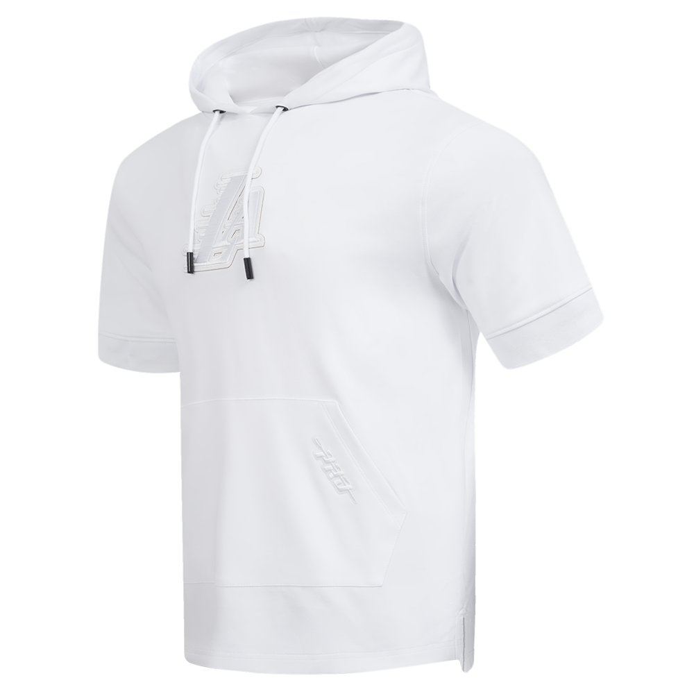 NBA LOS ANGELES LAKERS WHITE OUT MEN'S SHORT SLEEVE PULLOVER HOODIE (WHITE)