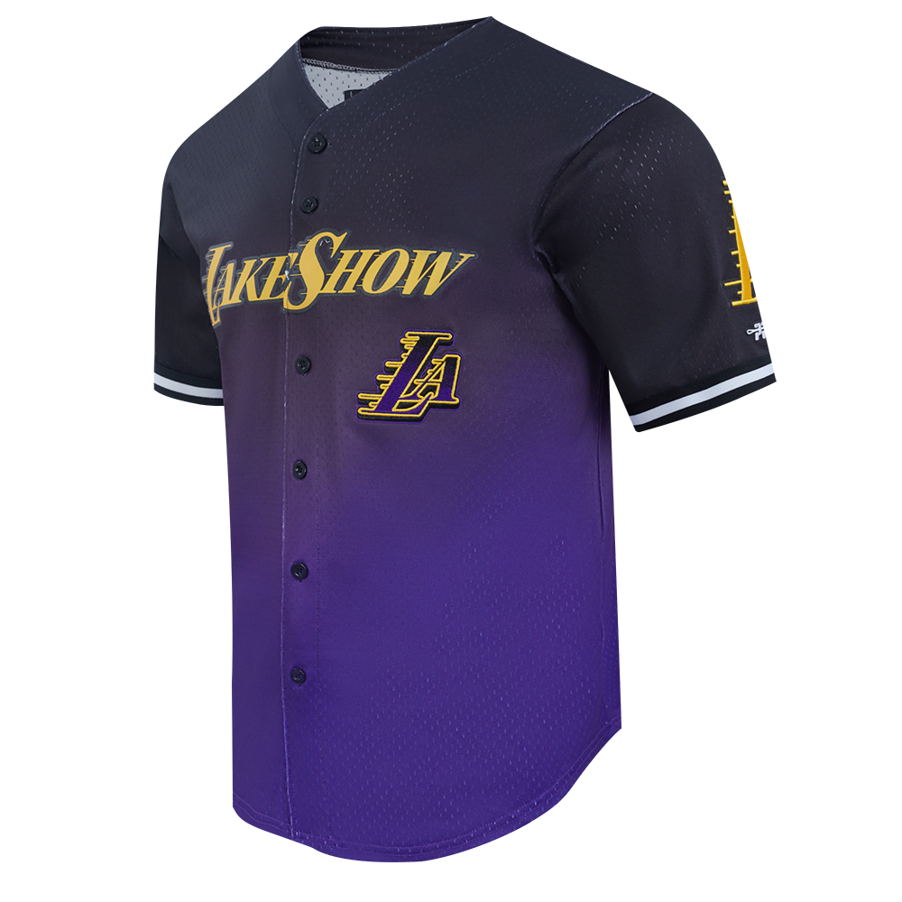 NBA LOS ANGELES LAKERS CITY EDITION 24-25 MEN'S OMBRE MESH BUTTON DOWN (BLACK/PURPLE)